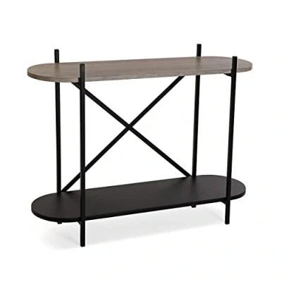 Imagen de Versa Madison Mueble Recibidor Estrecho para Entrada o Pasillo, Mesa Consola, con Estante Inferior, Medidas (Al x L An) 76 33 100 cm, Madera y Metal, Color Marrón Negro