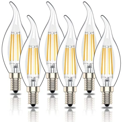 Imagen de Phoenix LED E14 Bombillas Vela Luz Calida,Edison Estilo Vendimia Filamento,Luz Blanca Cálida(2700K),4W Equivalente a 40W, 400 Lúmenes, Pack de 6