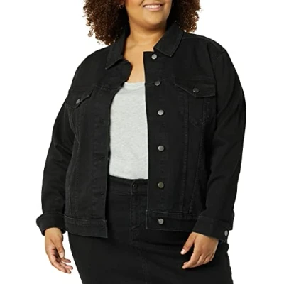 Imagen de Amazon Essentials Chaqueta Vaquera (Disponible en Tallas Grandes) Mujer, Lavado Negro, XL
