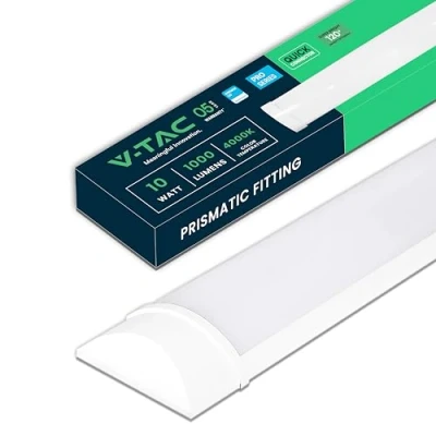 Imagen de V TAC Pantalla LED Luminaria 30 CM 10W Chip Samsung Lámpara Rectangular 1200 Lumen IP20 para Pared, Garaje, Tienda Tubo Plafón Lineal Luz 4000K Blanco Neutro