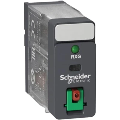 Imagen de Schneider Electric RXG12B7 Relé 1Co 10A, Botón Test y Led 24Vac, Juego de 10