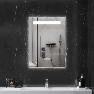 Imagen de HOMCOM Espejo de Baño con Luz LED 70x50 cm Pared 3 Colores Función Antivaho Memoria Interruptor Táctil IP44