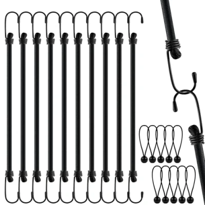 Imagen de WuGU 10PCS Pulpos Elasticos con Gancho, 30CM Tensores Cuerda Transporte, Correas Elásticas Negro para Equipaje, Bicicleta, Muebles, Coche
