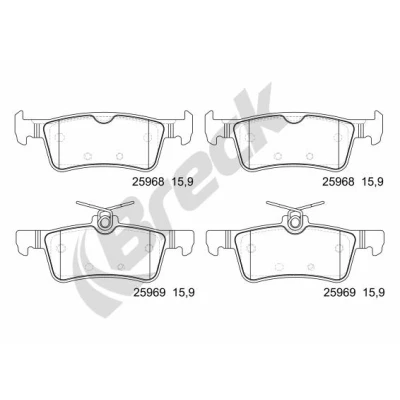 Imagen de BRECK 25968 00 704 Juego de pastillas freno con accesorios PEUGEOT: 308 II Hatchback, SW 2, Furgón / Hatchback
