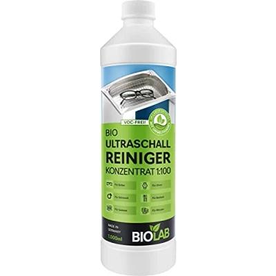 Imagen de BIOLAB Limpiador ultrasónico orgánico concentrado 1000 ml para limpieza de gafas, joyas, dentaduras dentales, monedas, líquido ultrasónica dispositivo
