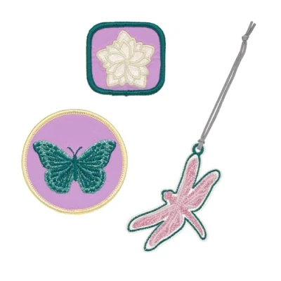 Imagen de LÄSSIG Juego de colgantes y parches (3 piezas) con cierre a presión/School Patches Set Dragonfly
