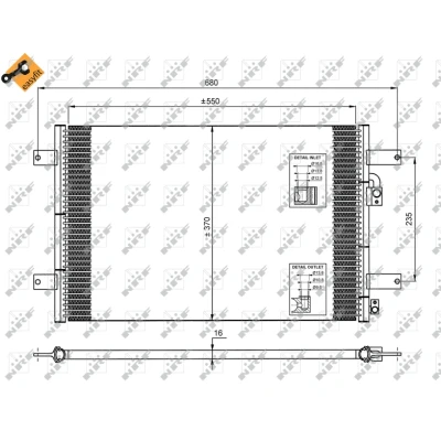 Imagen de NRF EASY FIT 35249 Condensador con junta anular 12,5 9,6 Aluminio 550 SEAT: Alhambra I, VOLKSWAGEN: Sharan FORD: Galaxy Mk1 MPV