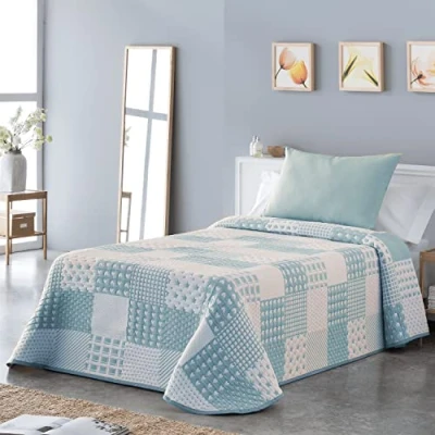 Imagen de VIALMAN Colcha Bouti Ligera Sofia 21 para Cama Individual de 105 cm Tamaño 200 x 270 cm, Color Azul