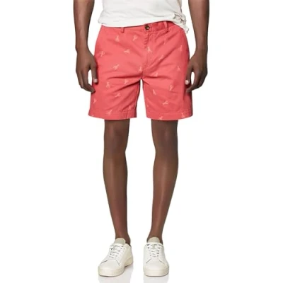 Imagen de Amazon Essentials Pantalones Cortos Chinos de Corte Ajustado con Pernera 23 cm Hombre, Rojo Efecto Lavado Langosta, 32W