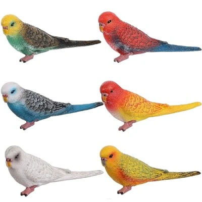 Imagen de HOMNIVE Figuras de pájaros Juego 6 Animales realistas Loros Modelos plástico simulado, Juguetes educativos para niños y niñas