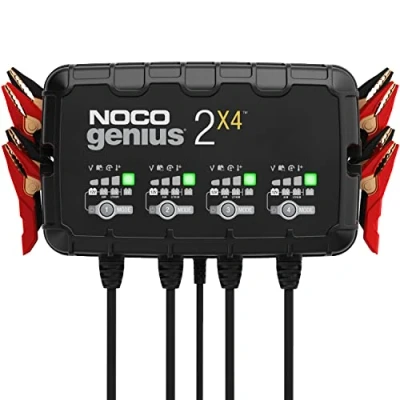 Imagen de NOCO GENIUS2X4, Cargador de Batería Coche 8A (2A por banco), 6V y 12V, Mantenedor Batería, Mantenimiento Desulfador para Baterías Coche, Moto, Quad, Gel, AGM Litio