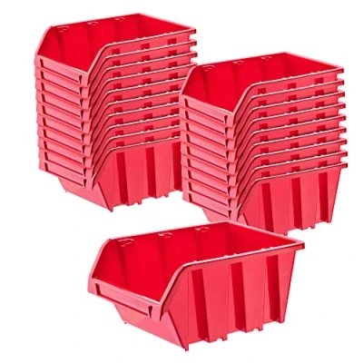 Imagen de KADAX Gavetas Apilables y Modulares de Plastico para Herramientas, Cajas Organizadoras Almacenaje, Almacenamiento (Rojo: 20, 195 x 120 mm)