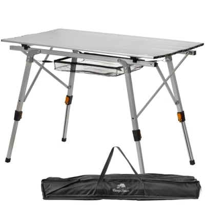 Imagen de CampFeuer Mesa Plegable para Camping 90,5 x 51,5 cm de Jardín, con Bolsa Transporte, Balcón Exterior Regulable en Altura, Multiusos