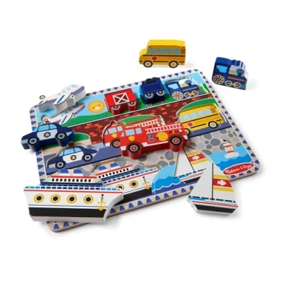 Imagen de Melissa &amp; Doug Vehicles Chunky Puzzle, 9&quot; x 12&quot;, Cars Rompecabezas grueso de vehículos, 9 12 pulgadas, piezas, multicolor, sin información (SABLON 13725)