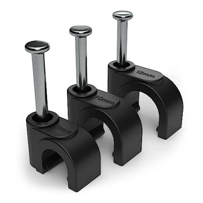 Imagen de Clips para Cables Redondos Negras de 3,5mm, Paquete 100 una Gestión Eficaz los Clavijas Pared Eléctricos/Ethernet, Pinzas Clavos