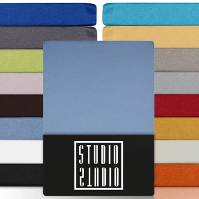 Imagen de STUDIO Basic Sábana Bajera Ajustable Juego de 2X 90x200, 100% algodón Peinado, Oeko Tex 100, Calidad Marca, Elásticas 90 x 200 cm Altura del colchón 15 25 Azul Medio