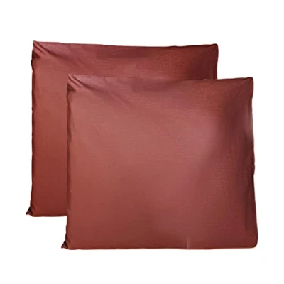 Imagen de Par de Fundas Almohada 100% algodón Puro 65x65 cm, Juego 2 Camas Cojines Telas, Cierre Bolsas, Color sólido, tamaño estándar con Burdeos