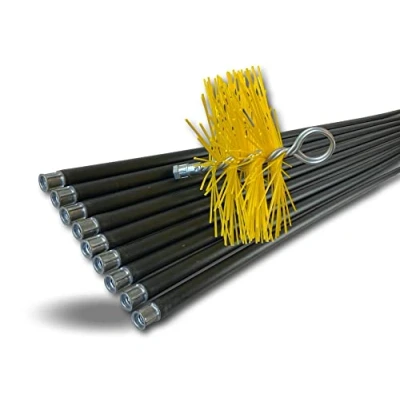 Imagen de Kit de pellizco clásico conductos enfundados Erizo redondo sintético Diámetro 200 mm 9 cañas negras Ø 17 hueco x 1,4 m Chimeneas Kibros 4KIT20NLO