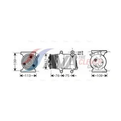 Imagen de AVA COOLING SYSTEMS AUAK185 compresor de Aire Acondicionado VS16 12V PAG 46 R134a con aceite PAG, acoplamiento magnético, sin diodo