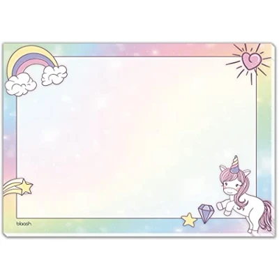 Imagen de blaash® Tapete de escritorio unicornio papel DIN A3 para niños, 25 hojas, bloc notas y planificador semanal tareas, reuniones especiales la semana, base niñas,