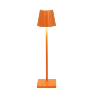 Imagen de Zafferano, Lámpara Poldina Micro, de Mesa Recargable e Inalámbrica con Control Táctil, Adecuada para Interior y Exterior, Atenuador, 2200 3000 K, Altura 27,5 cm, Color Naranja