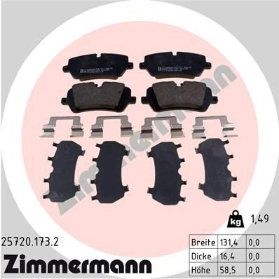 Imagen de ZIMMERMANN 25720.173.2 Juego de pastillas freno preparado para indicador desgaste Foto correspondiente a la entrega, con muelle