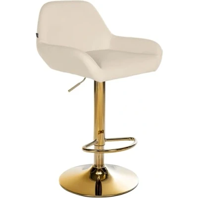 Imagen de CLP Taburete de Bar Braga tapizada en Polipiel con Base Dorada I Silla giratoria Cocina &amp; Altura Ajustable, Color:Crema