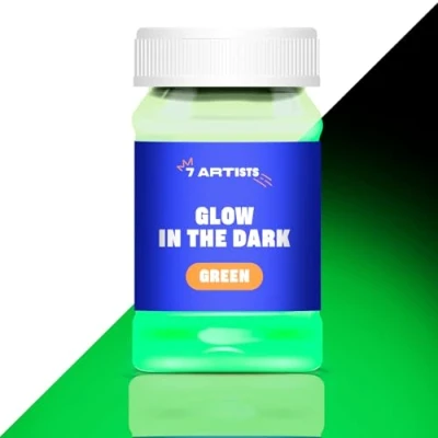 Imagen de 7 Artists Pintura Fluorescente en la Oscuridad Verde 100ml Paint Glow in the Dark Luz Negra Luminiscente Pinturas Neon Brillante Tempera