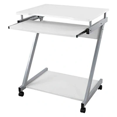 Imagen de VASAGLE Escritorio de la Computadora Blanco Mesa Ordenador en Forma Z, para hogar u Oficina LCD811W, Moderno, 60 x 48 73 cm