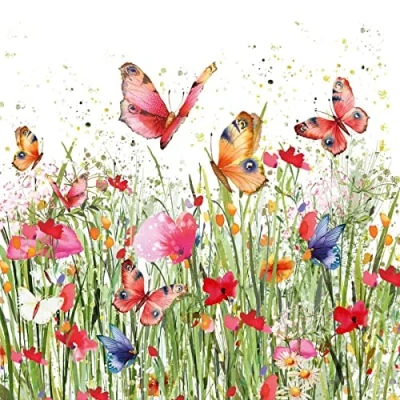 Imagen de Servietten Blumen 20 Servilletas de flores llenas mariposas primavera verano decoración mesa 33 x cm