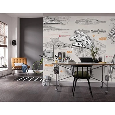 Imagen de Komar Papel Pintado Star Wars Blueprints, diseño de Wars, Multicolor, 8 Piezas