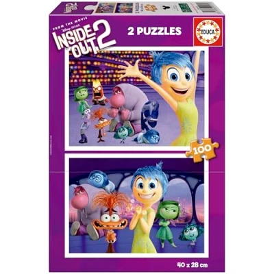 Imagen de Educa 2 Puzzles de cartón con 100 Piezas Las imágenes Inside out 2, diversión por Partida Doble niñasy niños a Partir 6 7 8 años (20100)