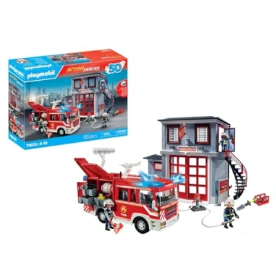 Imagen de PLAYMOBIL Action Heroes 71603 Mega Set de Bomberos, Gran Brigada Incendios con Equipo Respuesta y numerosos Accesorios, Juguetes para niños niñas a Partir 4 años
