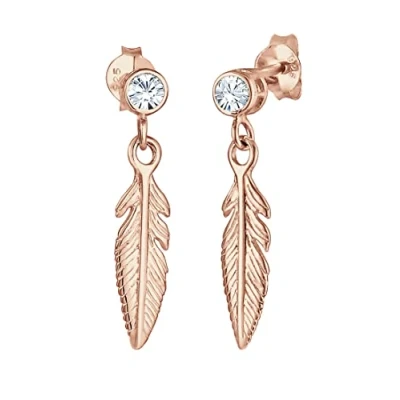 Imagen de Elli Pendientes Mujeres Colgando Pluma Boho con Cristal en Plata de Ley 925