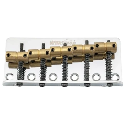 Imagen de Wilkinson 72mm Puente Bajo 5 Cuerdas Vintage Selletas Latón para Eléctrico Precision Jazz Bass, Cromado