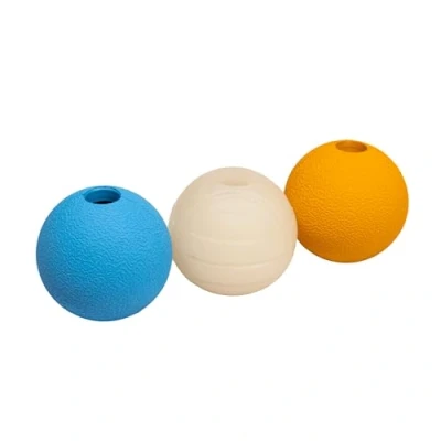 Imagen de Amazon Basics Juego de pelotas juguete surtidas para perro, 6.4 cm (paquete 3), Azul, Beis, Naranja