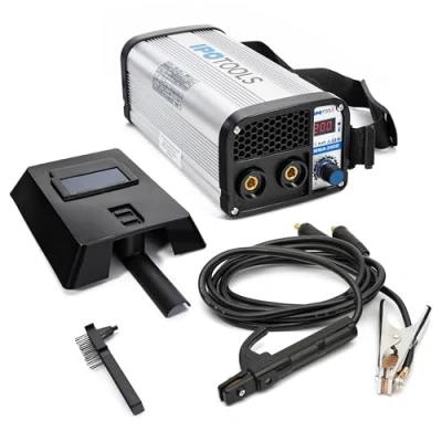 Imagen de IPOTOOLS MMA 200R Soldadora de electrodos IGBT con mano MMA/E pantalla LCD digital 200 amperios, 230 V, antiadherente, arranque en caliente, fuerza arco, escudo protector