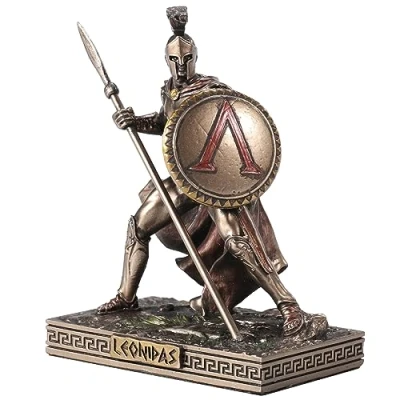 Imagen de Veronese Design Figura miniatura de resina del Rey Leonidas Esparta 7,6 cm, pintada a mano, acabado bronce