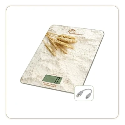 Imagen de LITTLE BALANCE 8716 Slim La Beauce USB R, báscula de cocina sin batería, recargable USB, reparable, 5 kg,