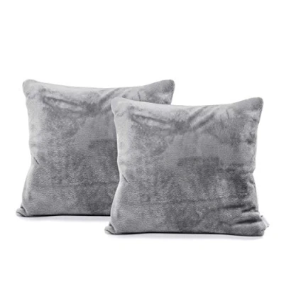 Imagen de DecoKing 58480 2 Piezas Fundas de Almohada 45 x cm Microfibra Cremallera Forro Polar Plata Acero Gris micrófono