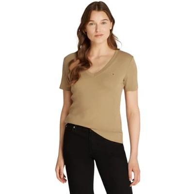 Imagen de Tommy Hilfiger NEW SLIM CODY Camiseta estampada, Mujer, Talla: XL, Safari canvas