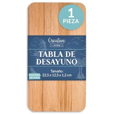 Imagen de Creative Home Tabla Cortar Cocina de Madera Aceitada 22,5x12,5x1,2 cm Trocear Haya Natural Reversible Accesorio para Servir Aperitivos Quesos Embutidos Desayuno Entrantes
