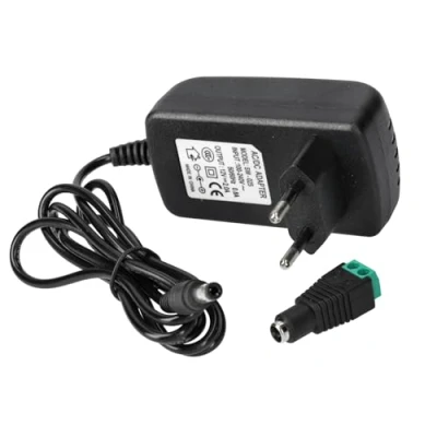 Imagen de Jandei Fuente de Alimentación Transformador Enchufable 110/220V AC a 12V DC 24W 2A, Cable 1m y Conector Hembra. Instalación en Interior IP20, para Tira Led, Neón o Dispositivos Bajo Voltaje