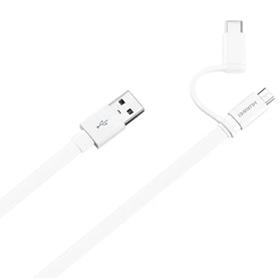 Imagen de Cable 2 En 1 Micro Usb / c Carga Sincronización 1,5m Original Huawei Blanco
