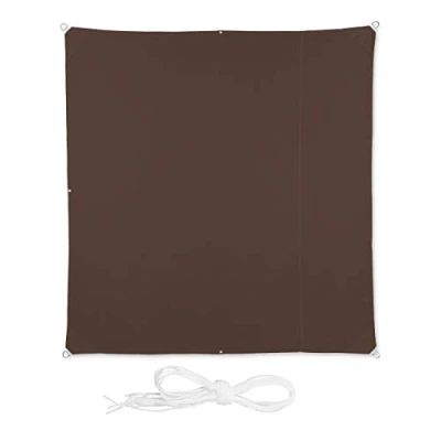Imagen de Relaxdays Toldo Vela Cuadrado, Impermeable, Protección Rayos UV, con Cuerdas para tensar, Marrón, 2 x m