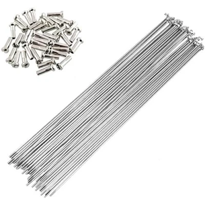 Imagen de SENQI Radios de acero inoxidable para bicicleta, 80 mm a 297 con tapa cobre, 36 piezas (244 mm/plata)