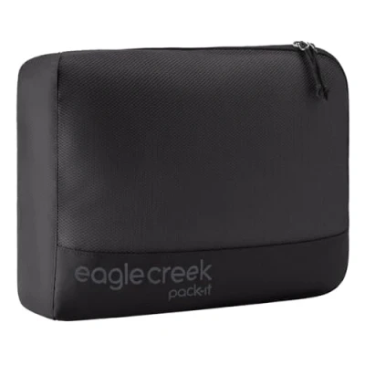 Imagen de Eagle Creek Pack It Reveal Cubos de embalaje medianos para viajes, tela duradera y resistente al agua con diseño cremallera en ángulo ventana malla frontal completa, color negro
