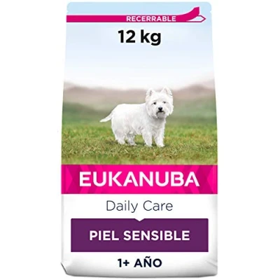 Imagen de EUKANUBA Daily Care alimento seco para perros adultos con piel sensible, hipoalergénico pescado, 12 kg