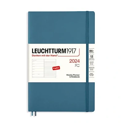 Imagen de LEUCHTTURM1917 367818 calendario semanal y cuaderno de tapa blanda Paperback (B6+) 2024, 12 meses, azul piedra, inglés