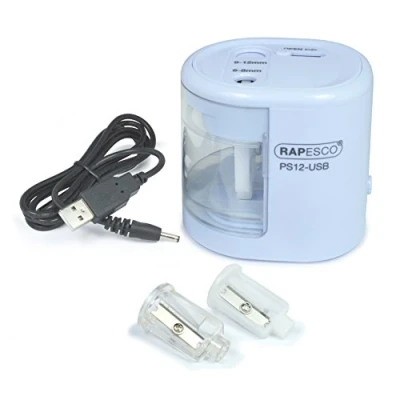 Imagen de Rapesco 1447 Sacapuntas Eléctrico Automático PS12 USB con Carga o Baterías (no incluidas), Celeste